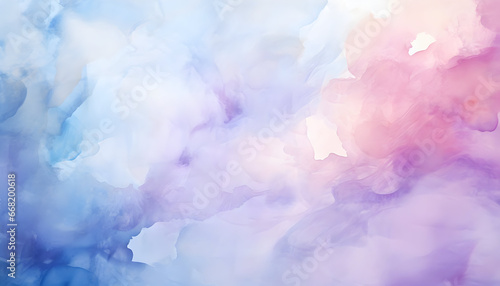 Pastel blue and purple abstract watercolor background. Digital watercolor paper art. 