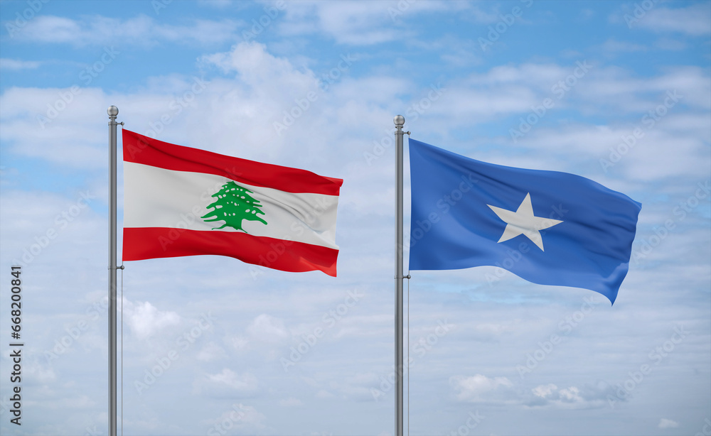 Somalia and Lebanon flags, country relationship concept Somalia and Lebanon flags, country relationship concept