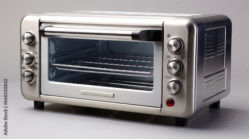 Fototapeta premium Sleek stainless steel toaster oven with convection. AI generated
