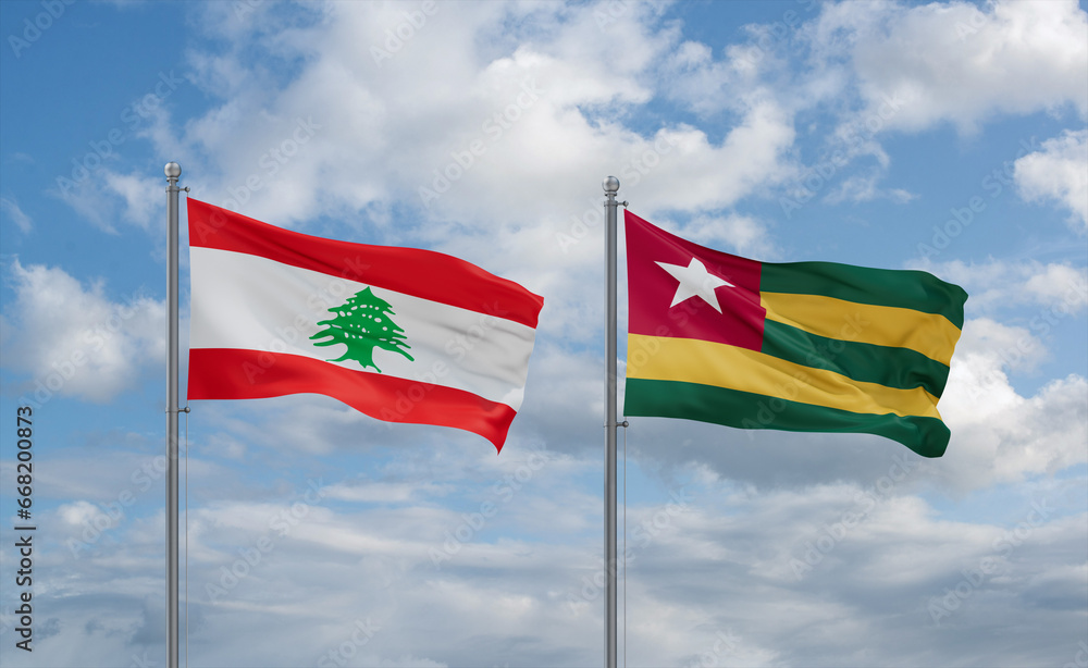 Togo and Lebanon flags, country relationship concept Togo and Lebanon flags, country relationship concept