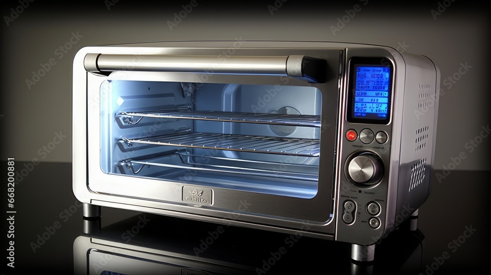 Sleek stainless steel toaster oven with convection. AI generated Sleek stainless steel toaster oven with convection. AI generated