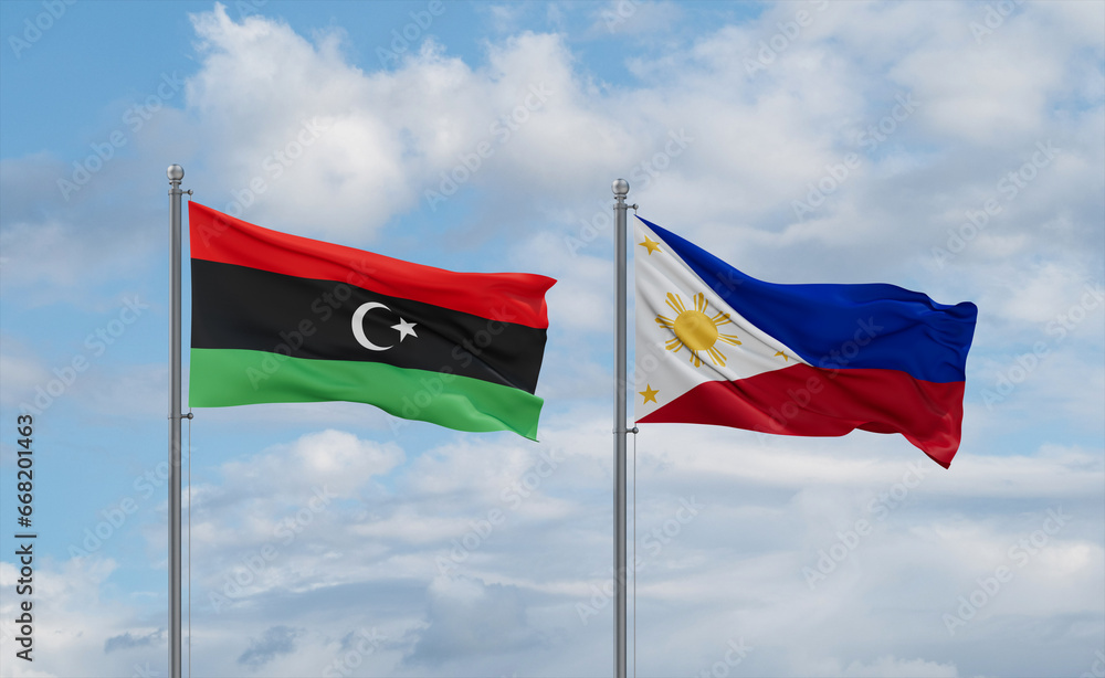 Philippines and Libya flags, country relationship concept Philippines and Libya flags, country relationship concept