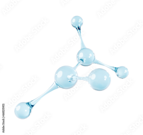 Glass molecule model. 3D abstract molecular structure isolated on white background. Vector 3d illustration
