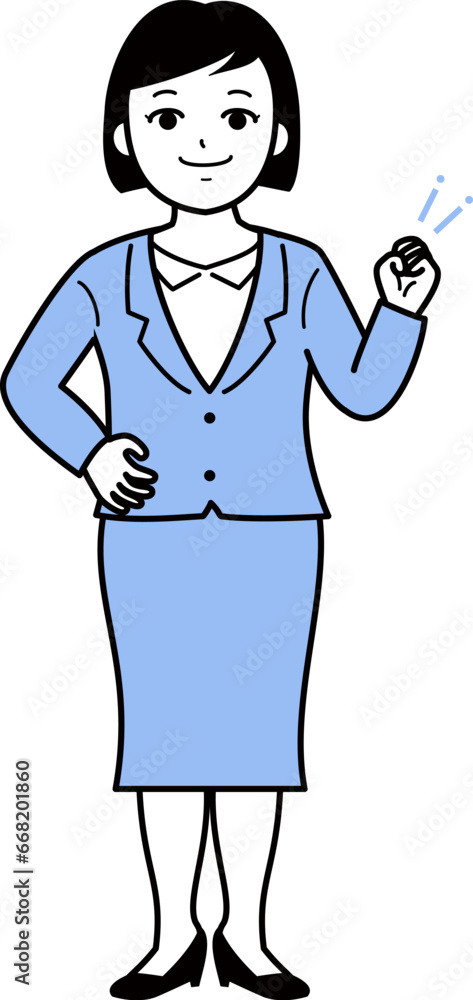 スーツの女性　ビジネス　人物　ガッツポーズ