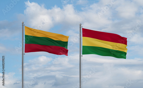 Bolivia and Lithuania flags, country relationship concept
