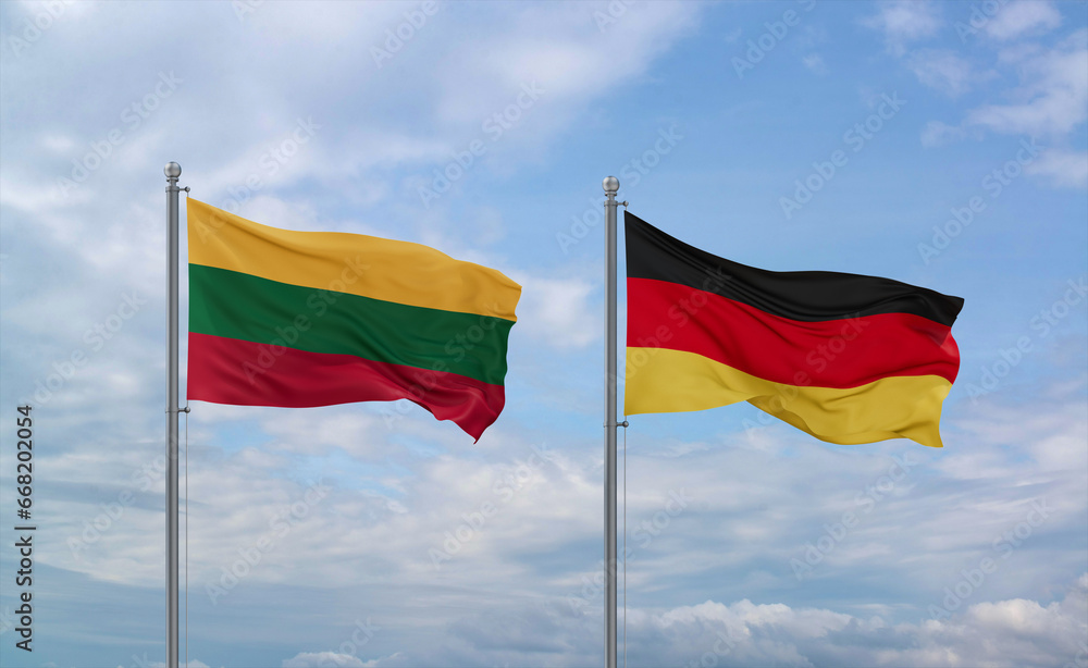 Germany and Lithuania flags, country relationship concept Germany and Lithuania flags, country relationship concept