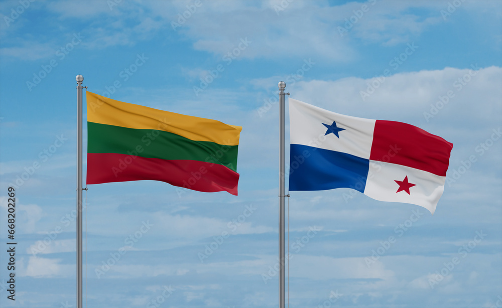 Panama and Lithuania flags, country relationship concept Panama and Lithuania flags, country relationship concept