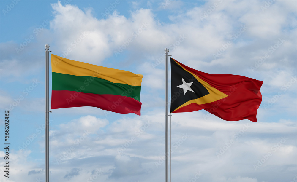 East Timor and Lithuania flags, country relationship concept East Timor and Lithuania flags, country relationship concept