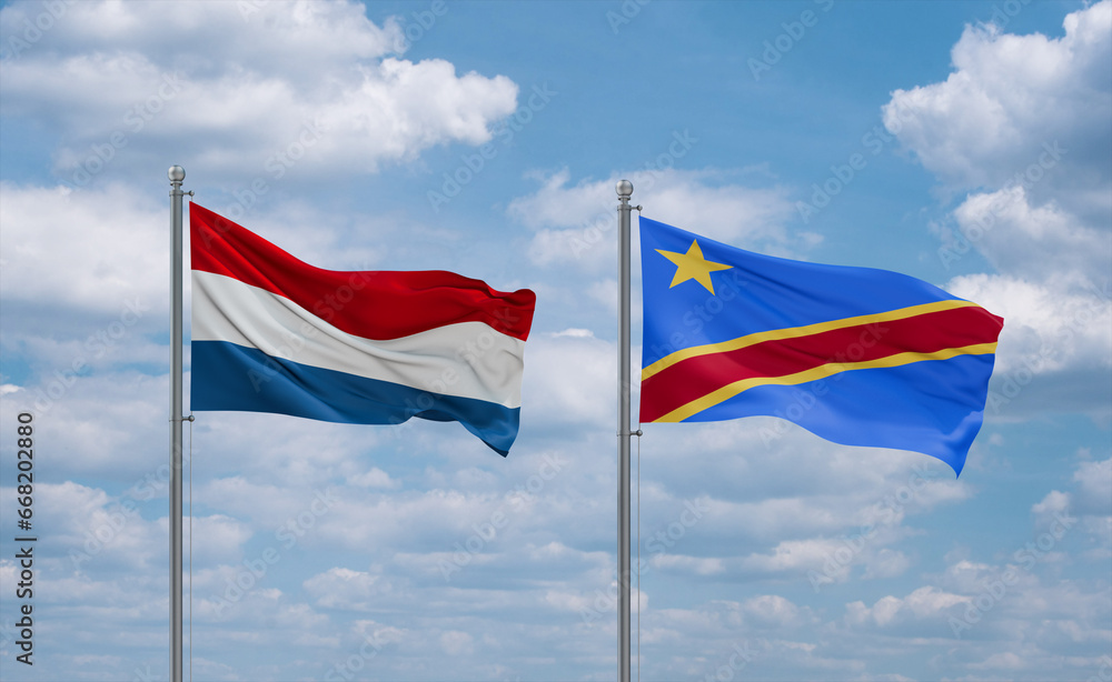 Congo and Luxembourg flags, country relationship concept Congo and Luxembourg flags, country relationship concept