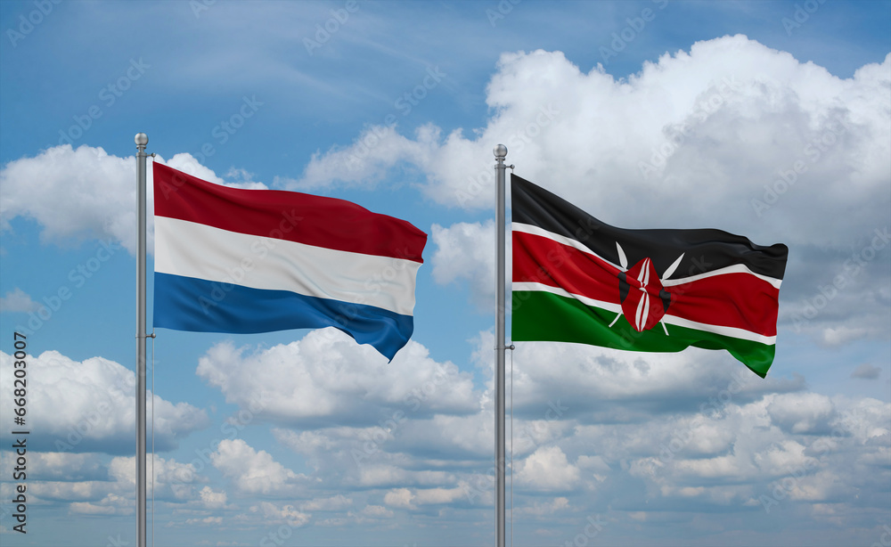 Kenya and Luxembourg flags, country relationship concept Kenya and Luxembourg flags, country relationship concept