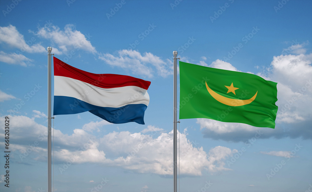 Mauritania and Luxembourg flags, country relationship concept Mauritania and Luxembourg flags, country relationship concept