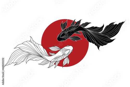 Siamese fighting fish tattoo art.