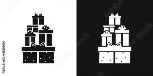 Pile of gift boxes. Gifts mountain, present pile, vector illustration