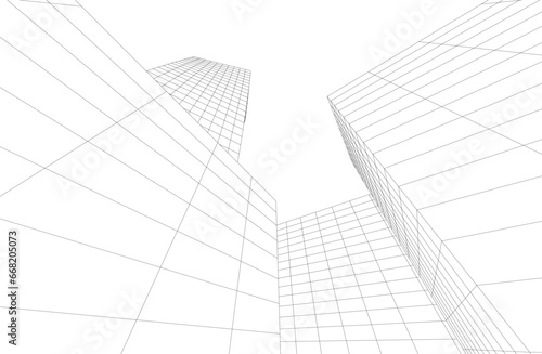 abstract architecture vector 3d rendering