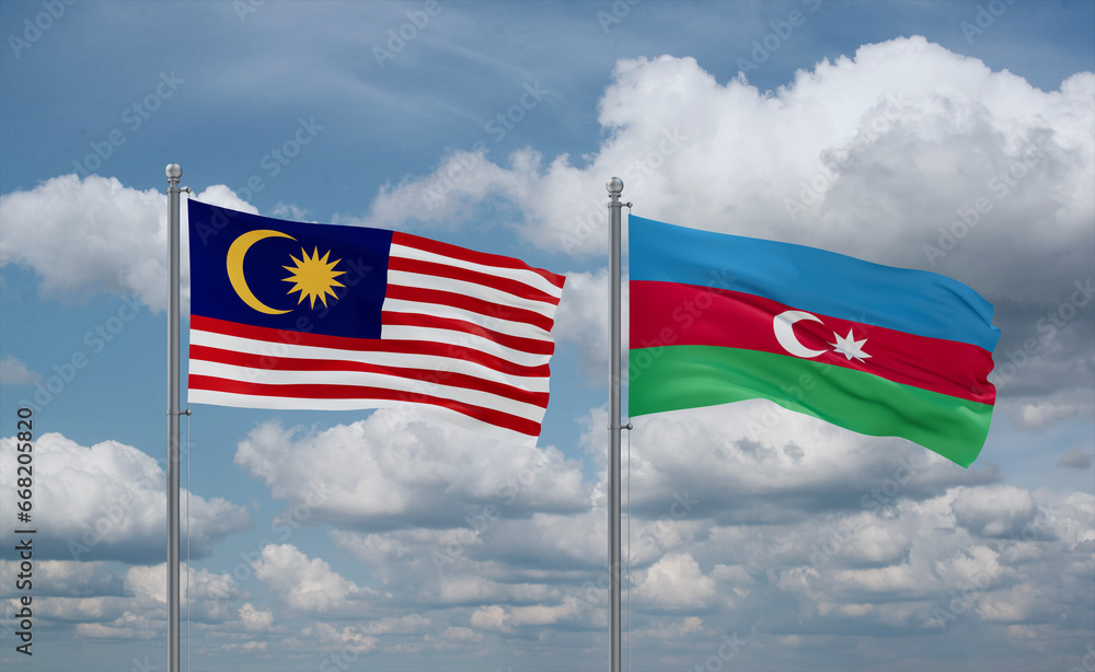 Azerbaijan and Malaysia flags, country relationship concept