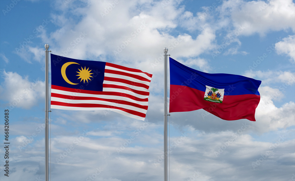 Haiti and Malaysia flags, country relationship concept