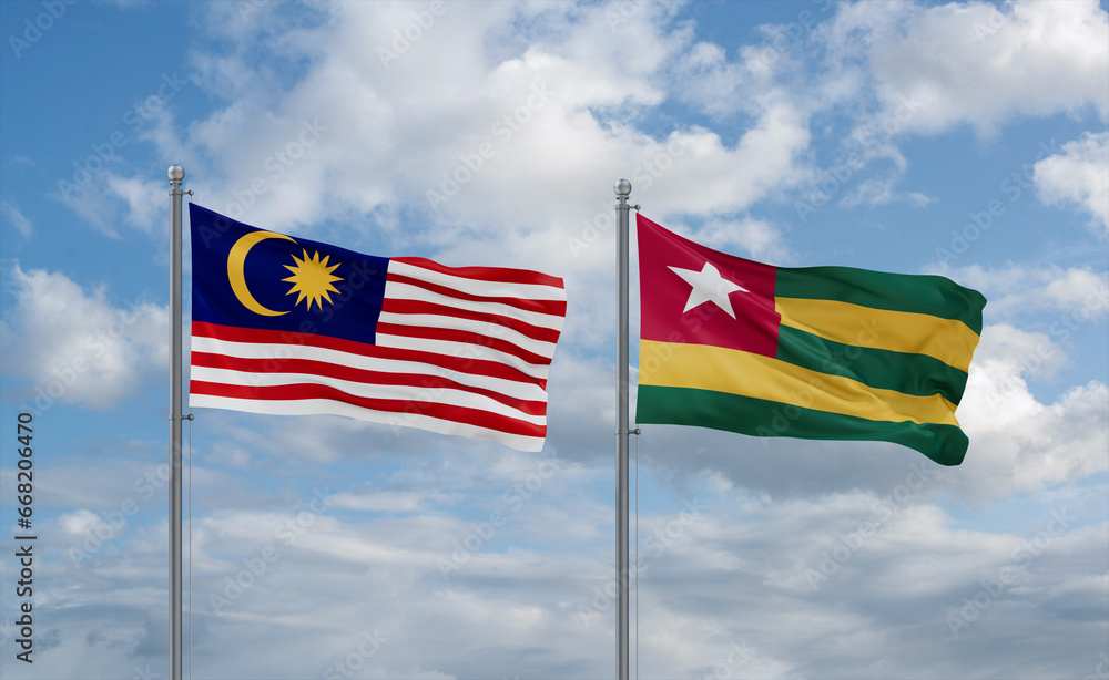Togo and Malaysia flags, country relationship concept Togo and Malaysia flags, country relationship concept