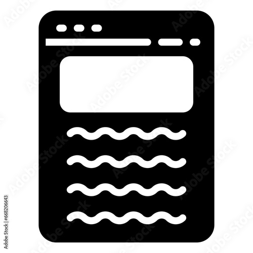 Blogging icon, glyph icon style