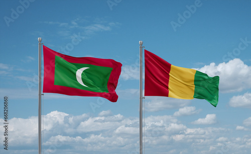 Guinea and Maldives flags, country relationship concept