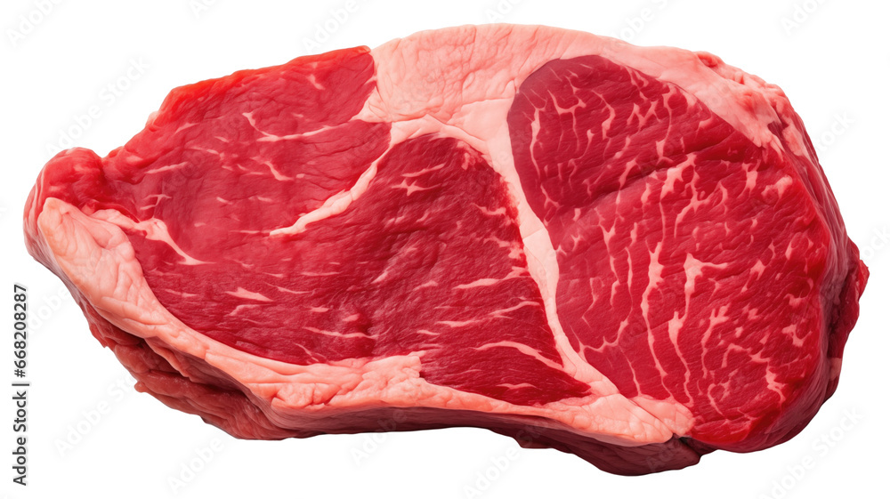 Obraz premium Piece of beef. Fresh piece of steak for grilling isolated.