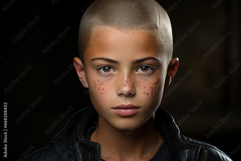 portrait of a bald boy 6 years old portrait of a bald boy 6 years old