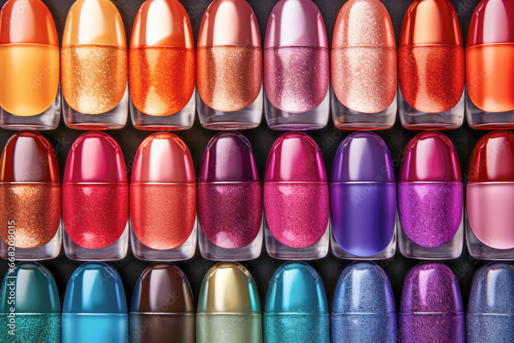Glittery salon background - a stylish setting for fingernail paint and fashionable nail colors. Glittery salon background - a stylish setting for fingernail paint and fashionable nail colors.