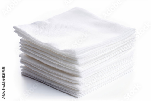 A neat stack of sterile gauze pads, essential for wound treatment, sits against a clean white background, ready for medical use.