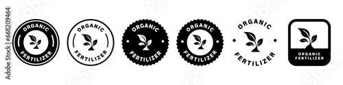Organic fertilizer - set of vector labels for package. Collection of stickers.