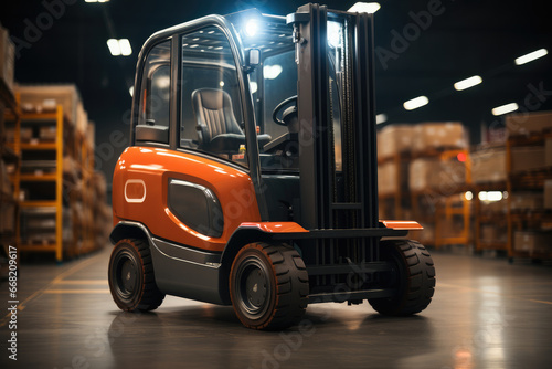 Intelligent forklift at warehouse.