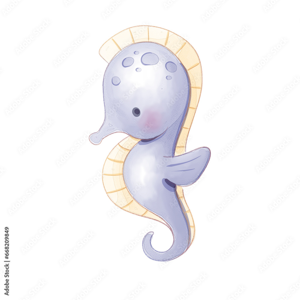 Fototapeta premium seahorse cartoon watercolor isolated reansparent background