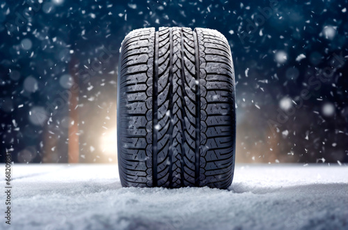 Winter tyres in extreme cold temperature. AI Generated © millenius