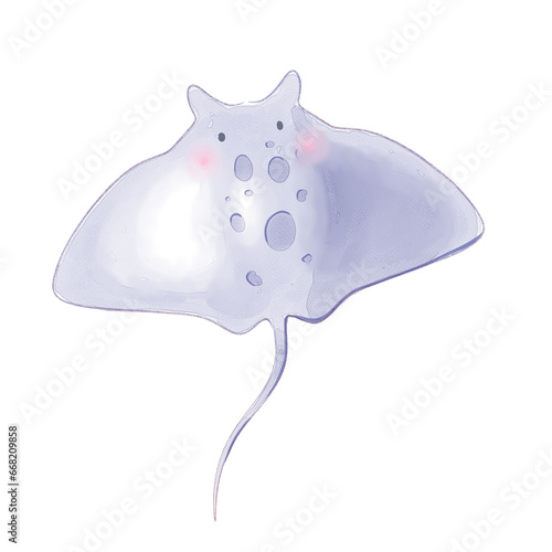 stringray cartoon watercolor isolated reansparent background photo