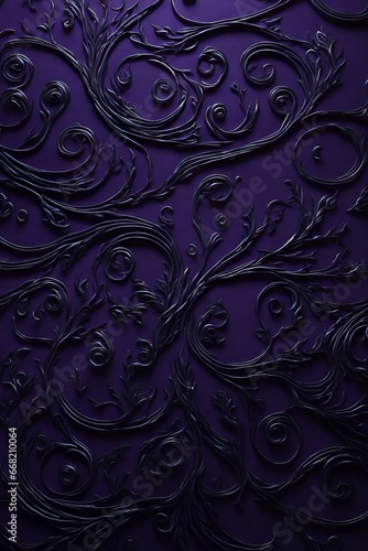 a purple background with black swirls