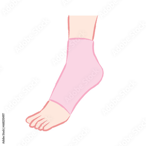 かかとを保湿・ケアする靴下を履いた足のイラスト