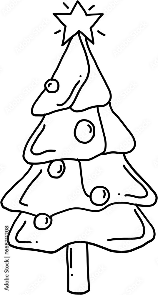 doodle freehand sketch drawing of christmas tree. doodle freehand sketch drawing of christmas tree.