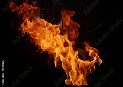 Abstract fire flames on isolated black background
