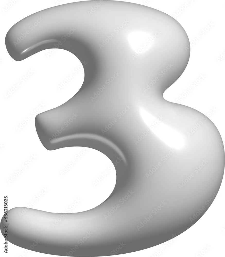 Numbers 0-9 3D White Numbers 0-9 3D White