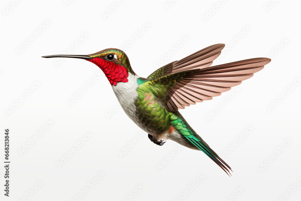 Hyper-Detailed Photorealistic Close-Up: Iridescent Green and Ruby Red Hummingbird on Pure White Background – Precision and Comprehensive Nature Photography of a Realistic and Accurate Avian Beauty Hyper-Detailed Photorealistic Close-Up: Iridescent Green and Ruby Red Hummingbird on Pure White Background – Precision and Comprehensive Nature Photography of a Realistic and Accurate Avian Beauty