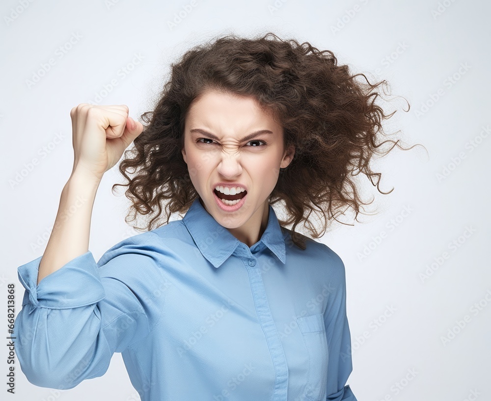 Woman young winner portrait victory expression background success beauty model person female face adult caucasian Woman young winner portrait victory expression background success beauty model person female face adult caucasian