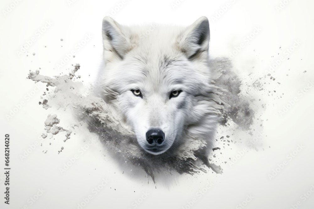 Abstract wolf with complex motion and hazy color