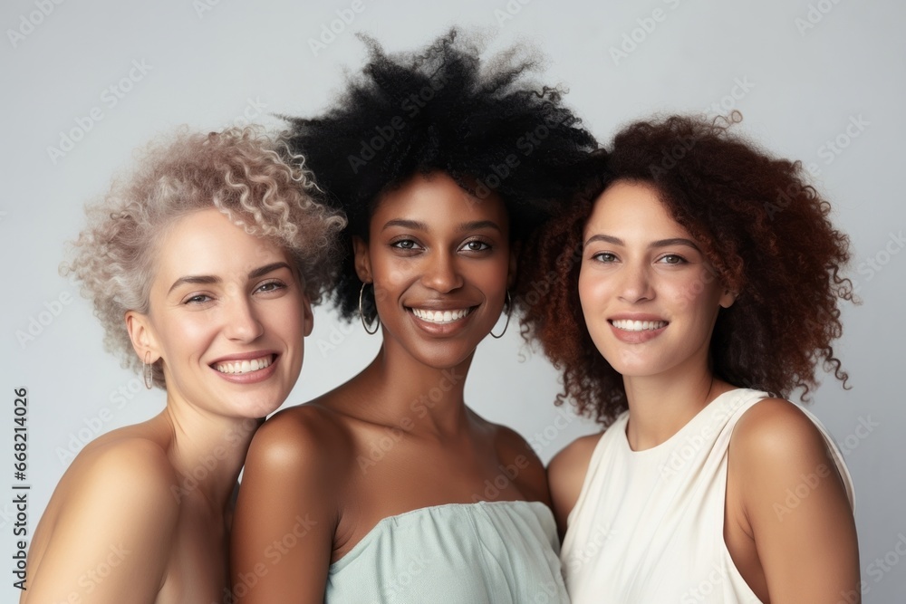 Together young women group person beauty adult african portrait friends female caucasian Together young women group person beauty adult african portrait friends female caucasian