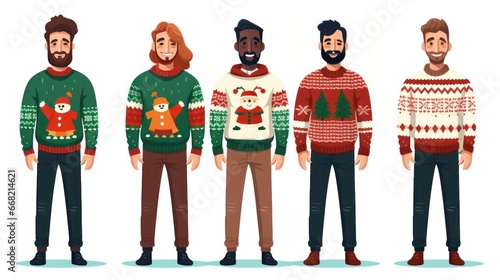 Set of mans in ugly Christmas sweater