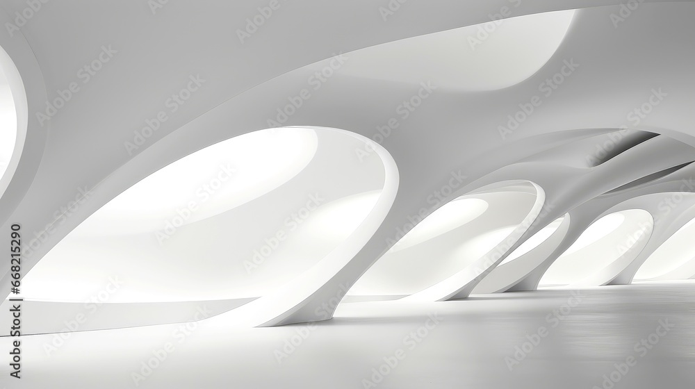 Fototapeta premium Abstract white architecture background, white geometric wallpaper