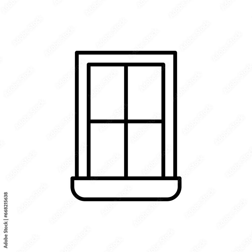 Window icon. Simple outline style. Window frame, square, construction, room, house, home interior concept. Thin line symbol. Vector illustration isolated. Window icon. Simple outline style. Window frame, square, construction, room, house, home interior concept. Thin line symbol. Vector illustration isolated.