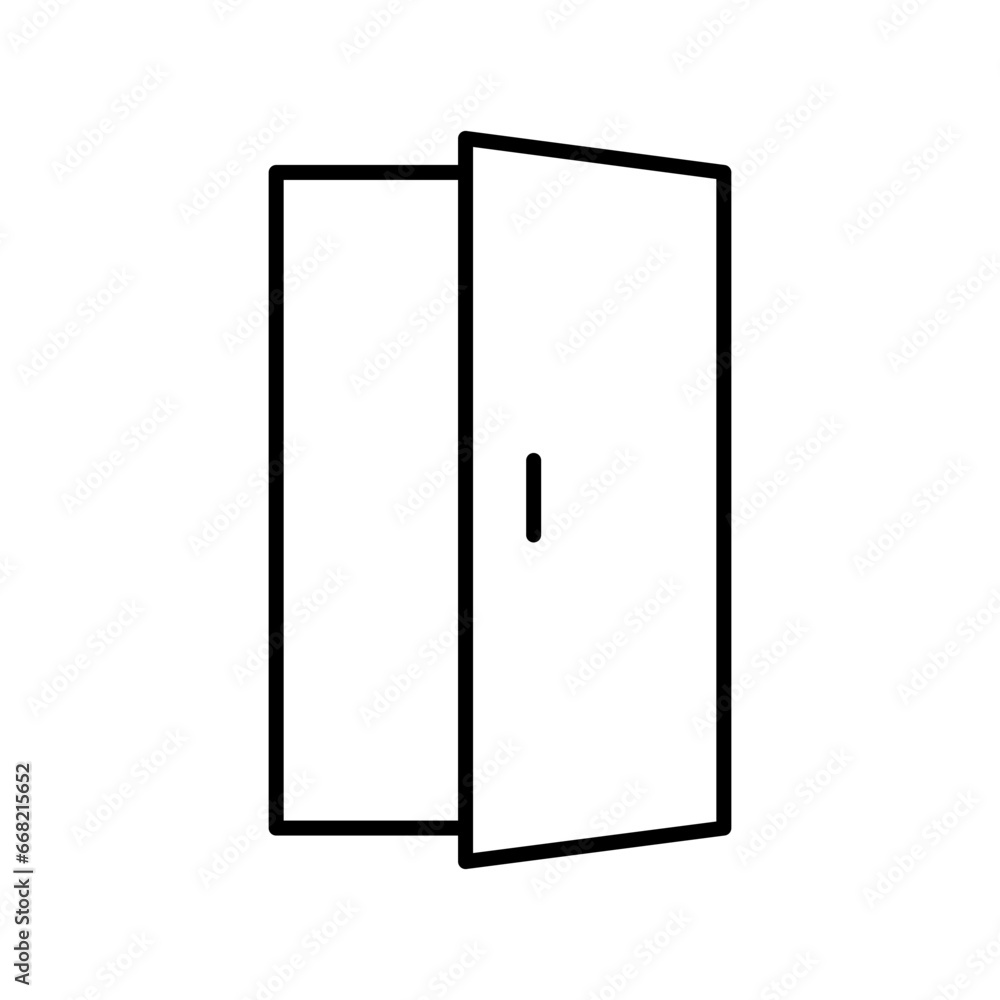 Opened door icon. Simple outline style. Door, open, enter, exit, entrance, front, doorway, house, home interior concept. Thin line symbol. Vector illustration isolated. Opened door icon. Simple outline style. Door, open, enter, exit, entrance, front, doorway, house, home interior concept. Thin line symbol. Vector illustration isolated.
