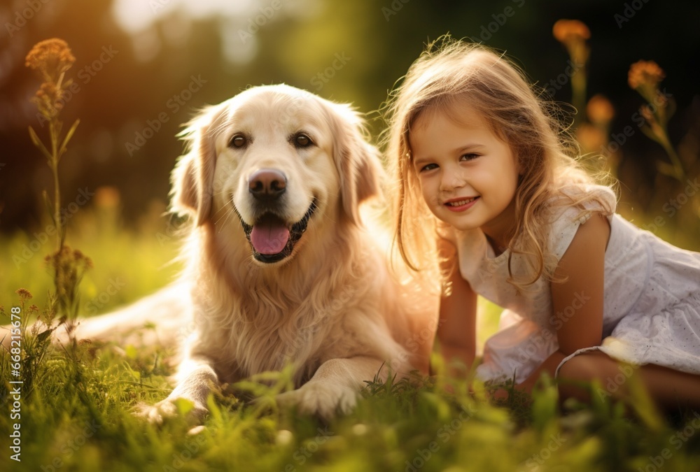 a small child playing with a cute dog. AI generated Images a small child playing with a cute dog. AI generated Images