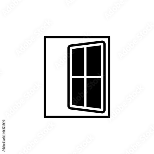 Window icon. Simple solid style. Window open, frame, square, glass, construction, room, house, home interior concept. Silhouette, glyph symbol. Vector illustration isolated.