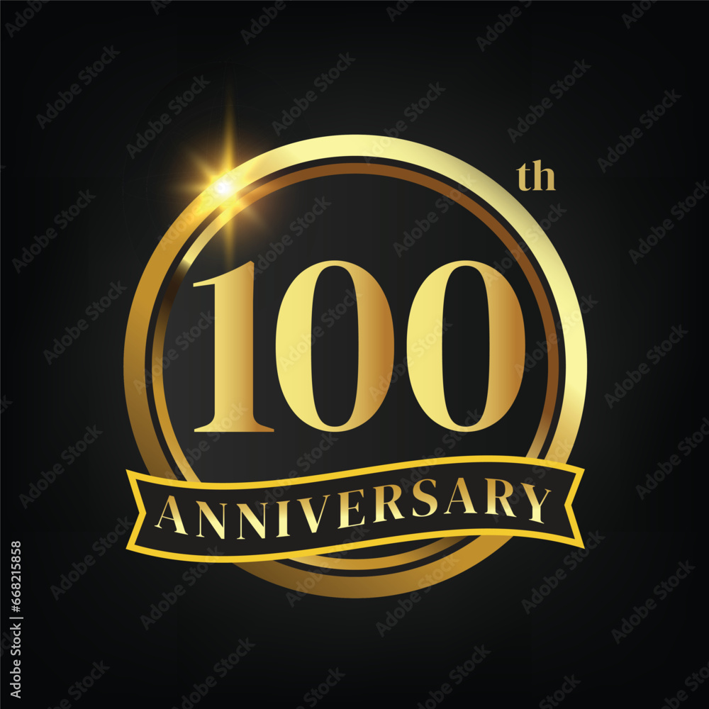 100th golden anniversary logo,with Laurel Wreath and gold ribbon Vector Illustration 100th golden anniversary logo,with Laurel Wreath and gold ribbon Vector Illustration