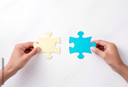 hand holding a puzzle piece. AI generated Images