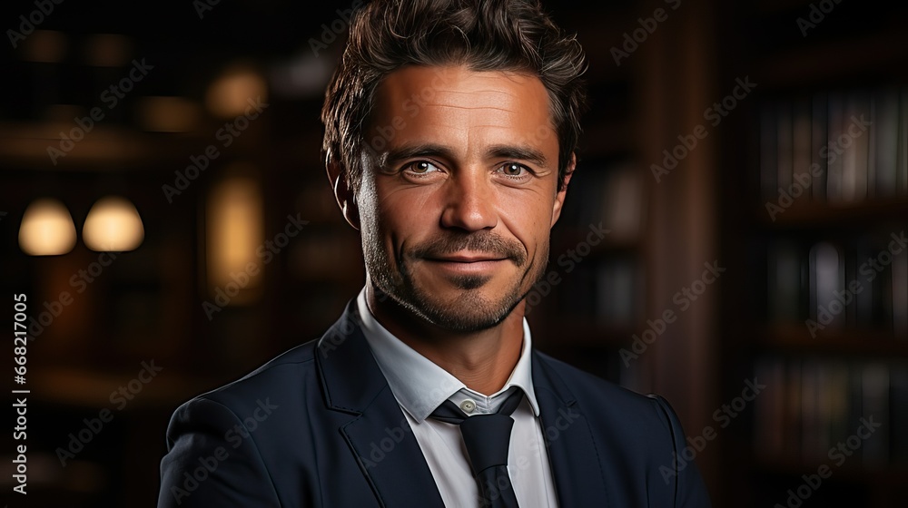 Portrait of a Confident and Smiling Businessman in Professional Attire, Successful Corporate Leader and Business Confidence Concept Portrait of a Confident and Smiling Businessman in Professional Attire, Successful Corporate Leader and Business Confidence Concept